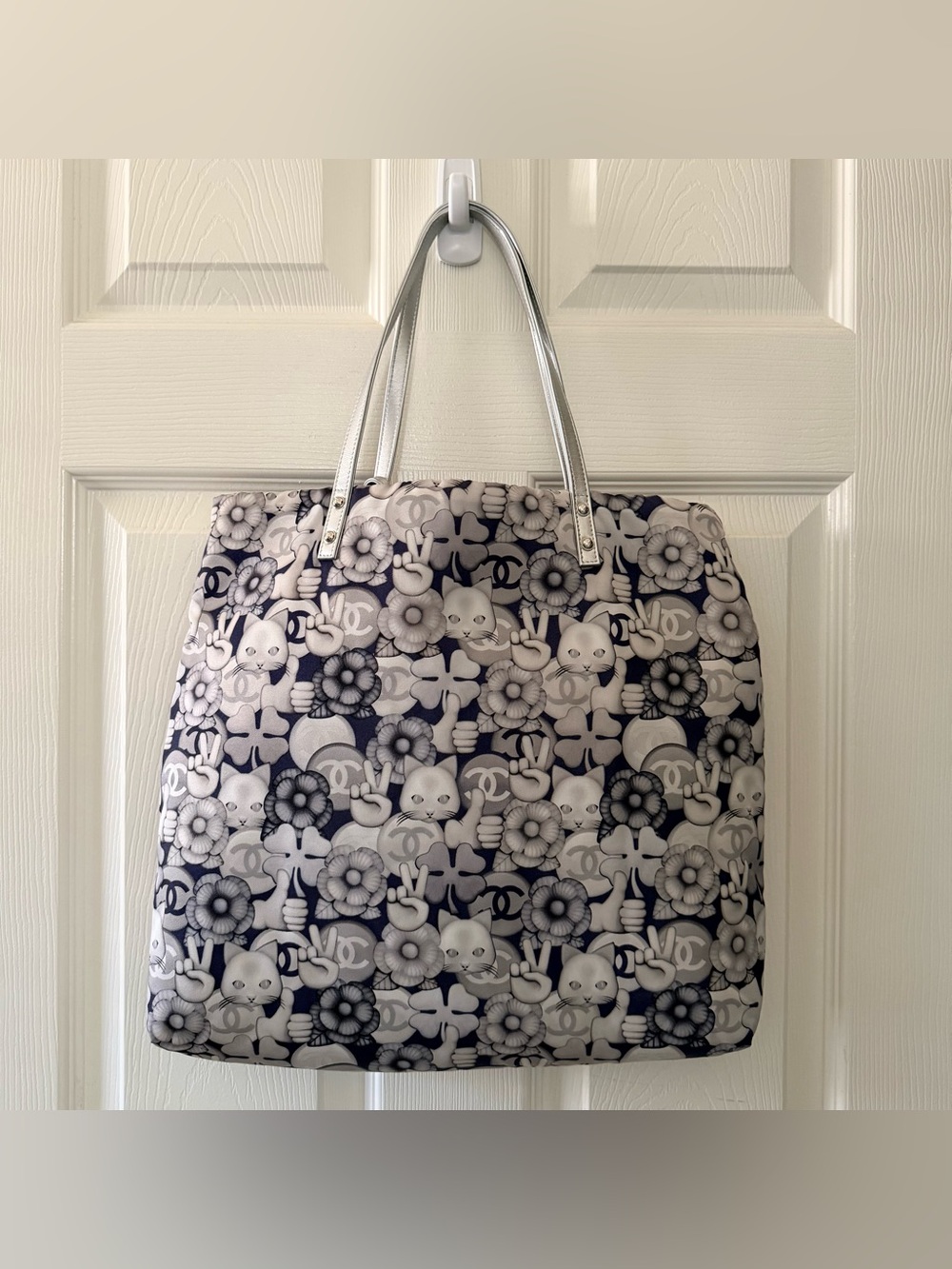 Chanel Emoticon Cat Nylon Shopping Tote